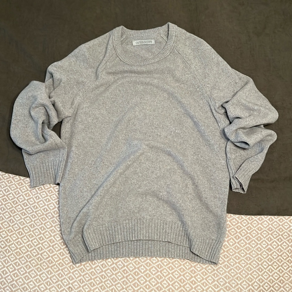 Outerknown Reimagine Cashmere Crewneck Sweater - Heathered Grey, Small